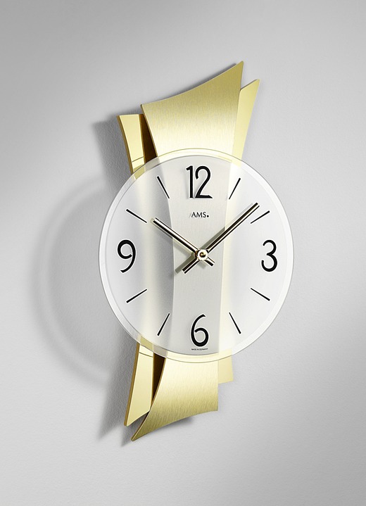 Horloges - Hoogwaardige wandklok van messing met gebogen achterzijde, in Farbe GOUD Ansicht 1