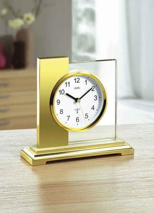 Horloges - Tafelklok met geborstelde metalen behuizing, in Farbe GOUD Ansicht 1