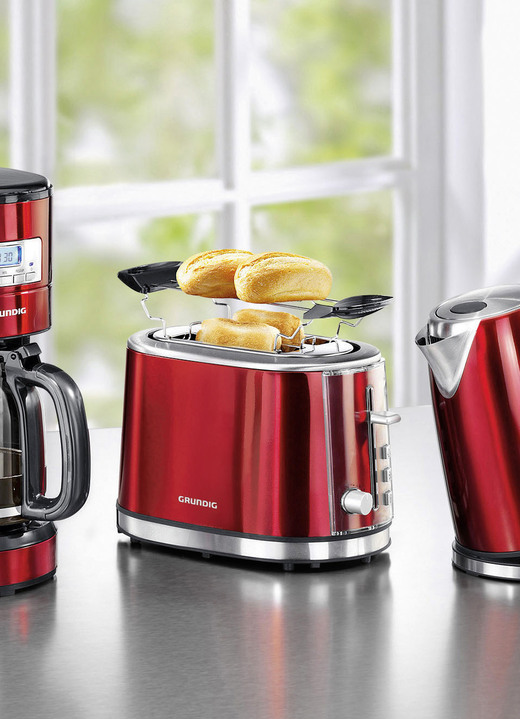 Koffieapparaten - Grundig ontbijtserie gemaakt van hoogwaardig gelakt roestvrij staal, in Farbe ROOD, in Ausführung Toaster Ansicht 1
