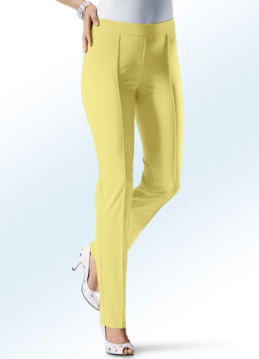 Broeken met elastische band - Broek met smalle zoom in 15 kleuren Broeken met elastische band - Broek met smalle zoom in 15 kleuren, in Größe 018 bis 096, in Farbe GEEL