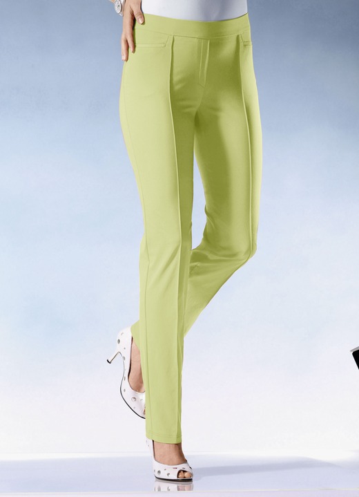 Broeken met elastische band - Broek met smalle zoom in 15 kleuren, in Größe 018 bis 096, in Farbe LIMOEN Ansicht 1