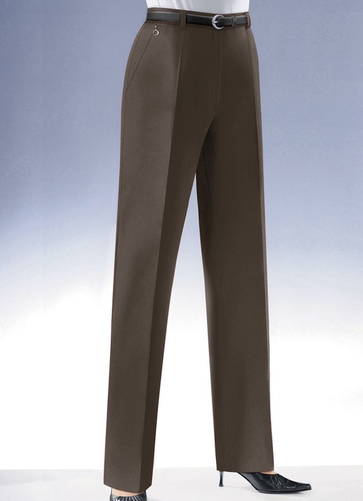 Broek met knoop- en ritssluiting - PANTS, in Größe 018 bis 245, in Farbe DONKERBRUIN Ansicht 1