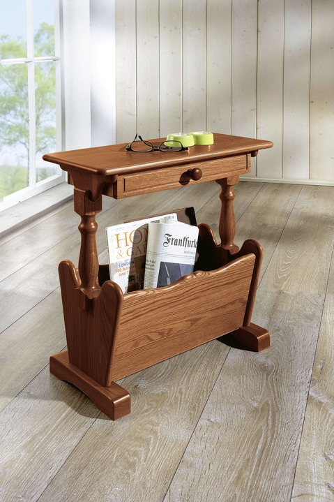 Kleine meubels - Krantentafel gemaakt van massief eikenhout, in Farbe NOTENBOOM Ansicht 1