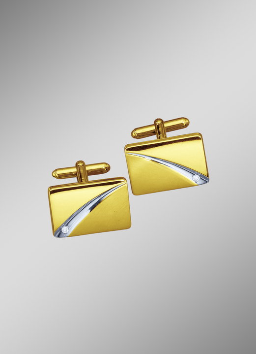 Accessoires - Manchetknopen met groef met witgouden inzetstuk, in Farbe