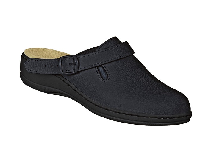Huisschoenen - Leren damesklomp, in Größe 036 bis 042, in Farbe MARINE Ansicht 1