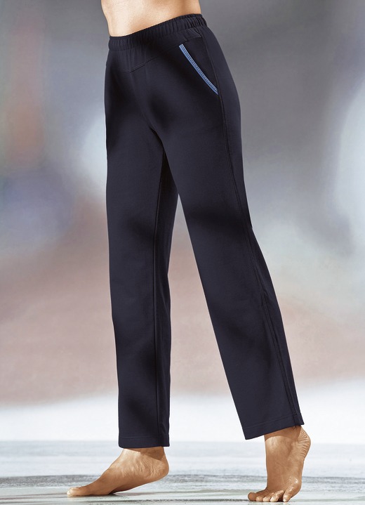 Vrijetijds pantalons - Broek met decoratieve band geborduurd met glanzend draad, in Größe 018 bis 058, in Farbe MARINE Ansicht 1