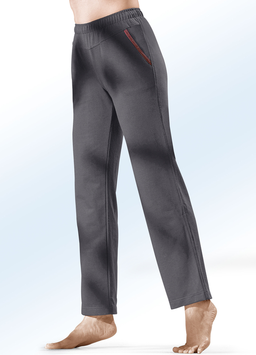 Vrijetijds pantalons - Broek met decoratieve band geborduurd met glanzend draad, in Größe 018 bis 058, in Farbe ANTRACIET Ansicht 1
