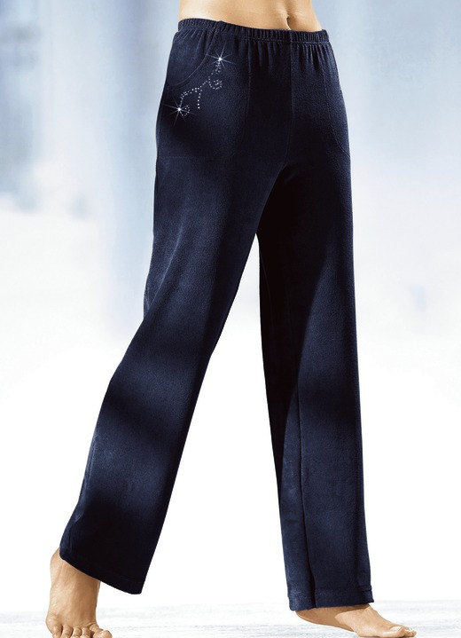 Vrijetijds pantalons - Broek met mooie edelsteenversiering, in Größe 018 bis 056, in Farbe MARINE Ansicht 1