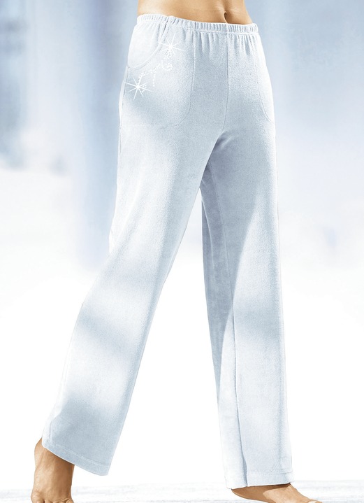 - Broek met mooie edelsteenversiering, in Größe 018 bis 056, in Farbe WIT