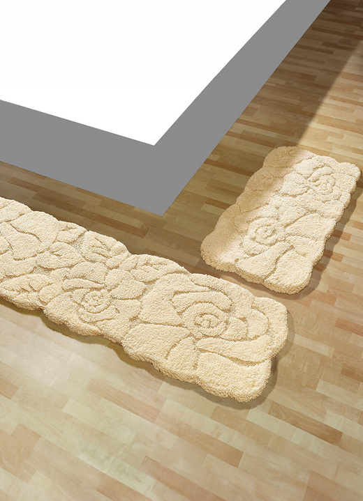 Tapijten - Bedrok, 3-delig, antislip achterkant, in Größe 315 (vloerkleden rondom bed, 3-delig) bis 515 (slaapkamermat, 3-delig), in Farbe CRÈME