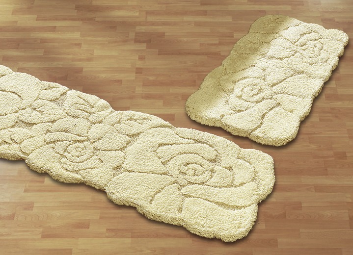 Tapijten - Bedrok, 3-delig, antislip achterkant, in Größe 315 (vloerkleden rondom bed, 3-delig) bis 515 (slaapkamermat, 3-delig), in Farbe CRÈME