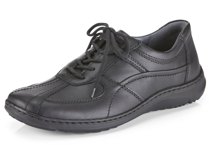 Instappers & veterschoenen - Waldläufer, comfortabele heren veterschoenen, breedte H, met uitneembaar voetbed, in Größe 10 bis 9 1/2, in Farbe ZWART Ansicht 1