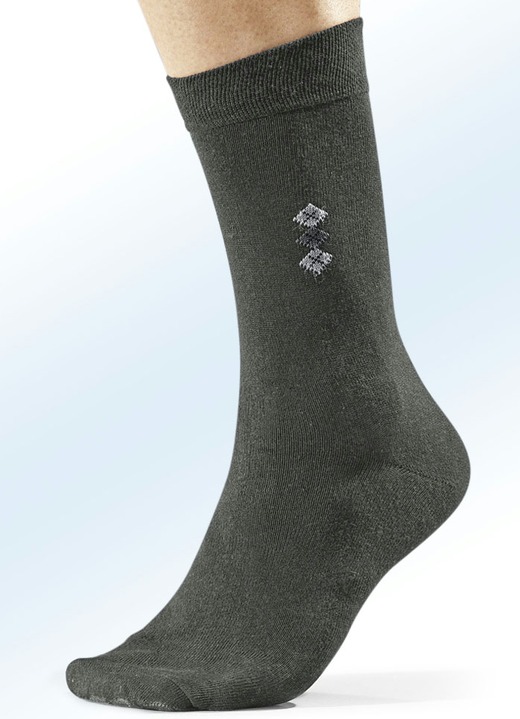 Kousen - Acht-pack sokken met platgestikte tenen, in Größe M. 1 (Schoenmaat 39-42) bis M. 3 (schoenmaat 47-50), in Farbe 4x ANTRACIET MET MOTIEF, 4x UNI ANTRACIET Ansicht 1
