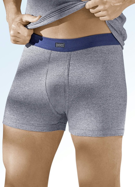 Slips & broeken - Drie-pack onderbroeken van fijne rib, effen, in Größe 005 bis 012, in Farbe 3X JEANSBLAUW GEMÊLEERD Ansicht 1