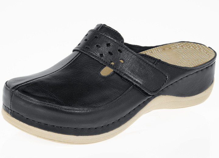 Sandalen & slippers - ELENA EDEN klomp met klittenbandsluiting, in Größe 036 bis 041, in Farbe ZWART