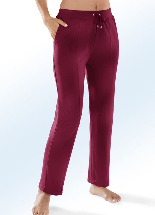 Vrijetijds pantalons - Comfortabele broek met brede elastische tailleband, in Größe 018 bis 056, in Farbe BORDEAUX Ansicht 1
