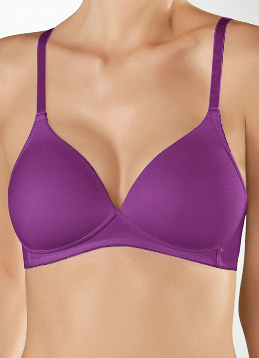 T-shirt-bh - Naturana two-pack beha met gewatteerde cups, in Größe 075 bis 095, in Cup B, in Farbe 1X BROMBEER, 1X WEISS Ansicht 1