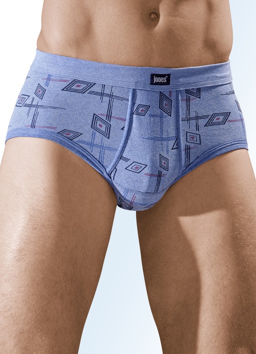 Slips & broeken - Set van vijf slips van fijne ribtricot, met gulp Slips & broeken - Set van vijf slips van fijne ribtricot, met gulp, in Größe 005 bis 014, in Farbe 3x JEANSBLAUW GEMÊLEERD-MEERKLEURIG, 2x LICHTGRIJS GEMÊLEERD-MEERKLEURIG