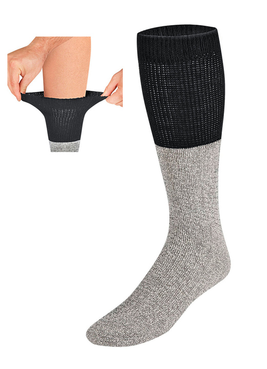 Kousen & panty's - Set van vier thermo-kniekousen, in Größe 001 (38-42) bis 002 (41-45), in Farbe GRIJS/ZWART Ansicht 1
