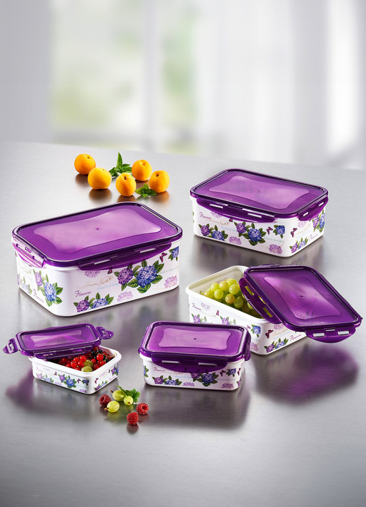 Huishoudhulpjes - Vierkante blikken set, 10 stuks met prachtig hortensia decor, in Farbe HORTENSIA Ansicht 1