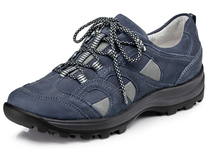 Instappers & veterschoenen - Waldläufer, sportieve dames veterschoenen, breedte H, met uitneembaar voetbed, in Größe 4 1/2 bis 9, in Farbe MARINE-GRIJS Ansicht 1