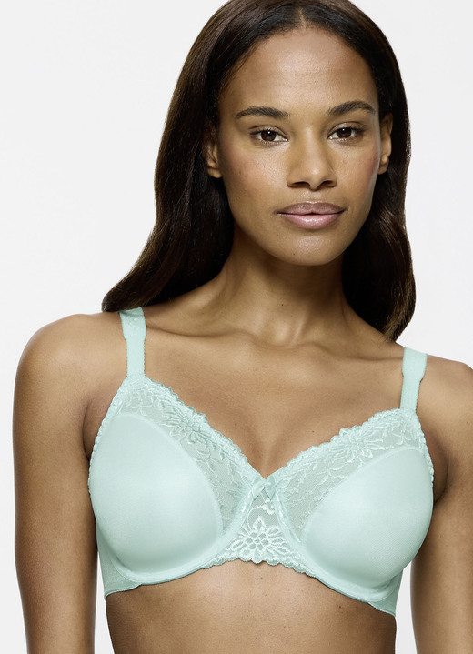BH met kant - Triumph Ladyform soft minimiser beugelbeha, in Größe 075 bis 095, in Cup D, in Farbe MINT Ansicht 1