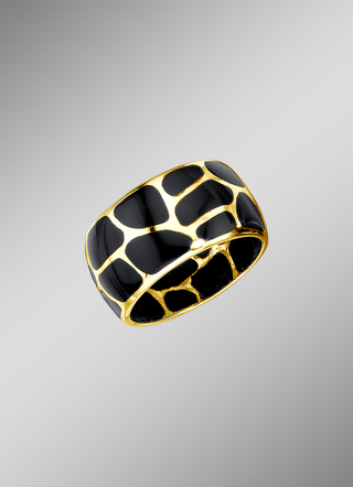 Damesring in luipaarddesign, met echte onyx