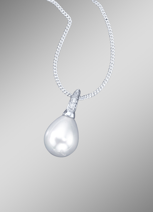 Hangers - Hanger met ketting en grote schelppareldruppel, in Farbe