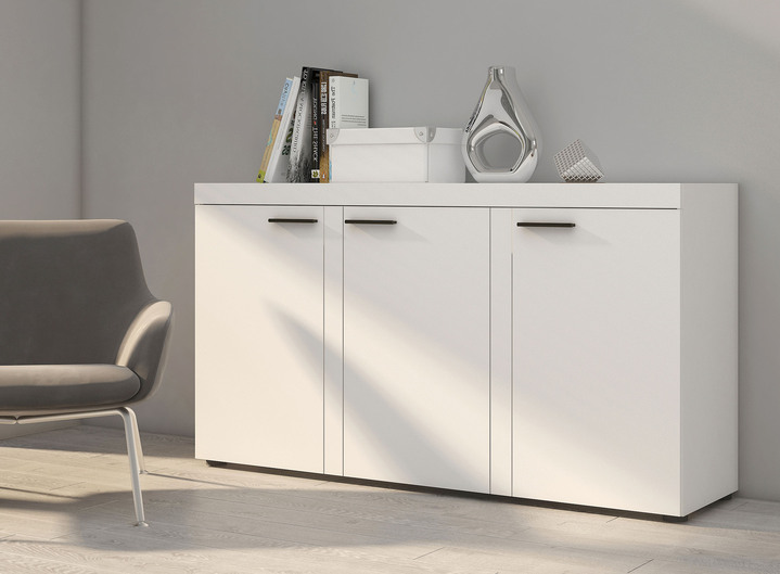 Meubels - Ladekastserie met matte fronten, in Farbe WEISS, in Ausführung 3 deuren Ansicht 1