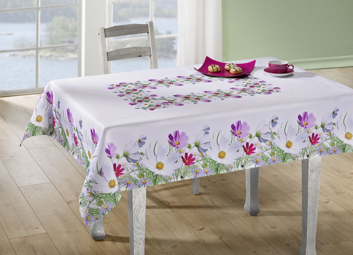 Woontextiel - Verende tafel- en kamerdecoratie met bloemmotief, in Größe 130 (Servetten, 35/50 cm) bis 404 (Kussensloop, 40/40 cm), in Farbe WIT/MEERKLEURIG