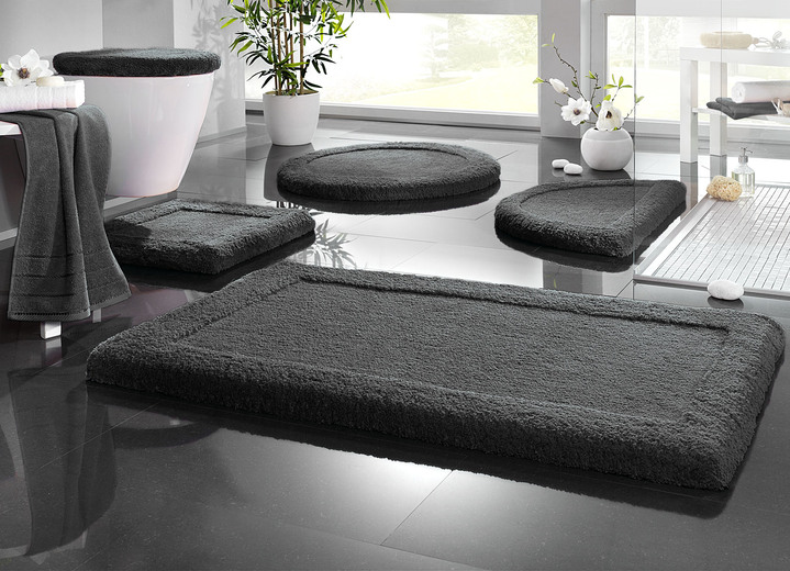 Badmatten - Premium badkamerset superfijne microvezel, in Größe 100 (Matje, halfrond 50/80 cm) bis 110 (set voor hangend toilet, 2-delig), in Farbe ANTRACIET Ansicht 1