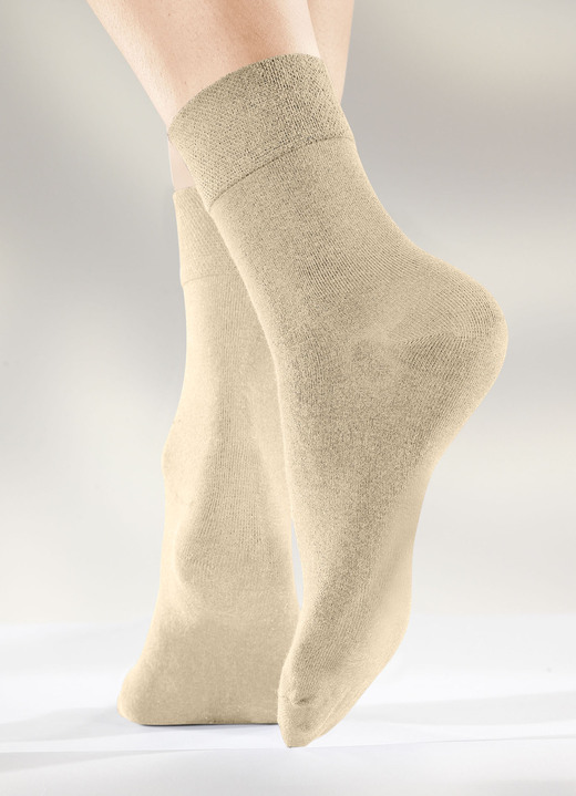 Kousen & panty's - Set van zes sokken in verschillende kleuren, in Größe 1 (Schoenm. 35-38) bis 3 (Schoenm. 43-46), in Farbe 2X BEIGE, 2X ZAND, 2X KHAKI Ansicht 1