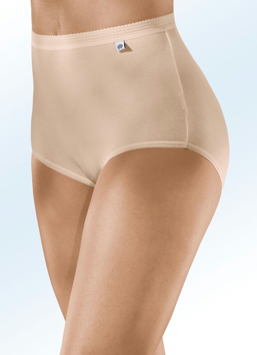 Slips - Verpakking met vijf slips met elastische boorden, in Größe 040 bis 060, in Farbe HUIDKLEURIG Ansicht 1