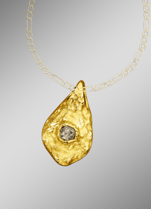 - Solide handgemaakte hanger met ruwe diamant, in Farbe