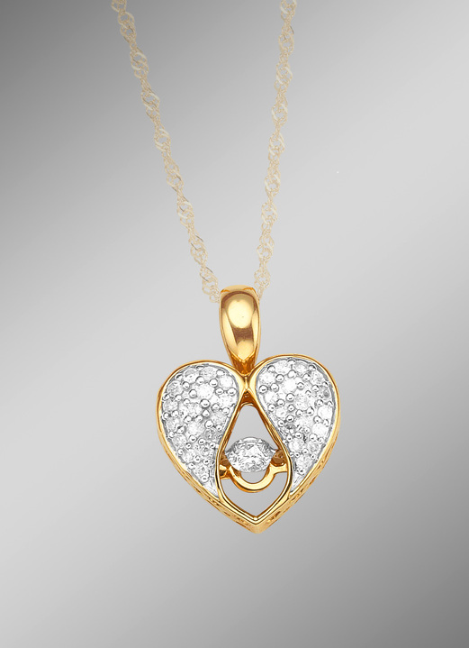 Hangers - Hart-kettinghanger met diamanten, in Farbe