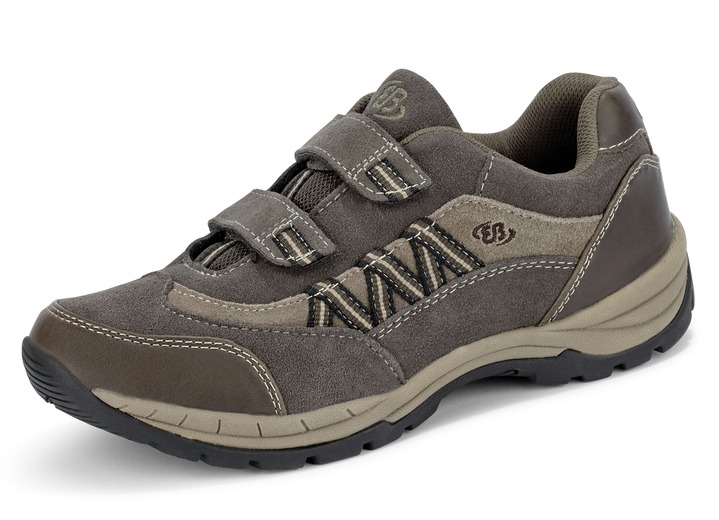 Instappers & veterschoenen - Slippers met uitneembaar leren voetbed, in Größe 040 bis 046, in Farbe TABAK-TAUPE Ansicht 1