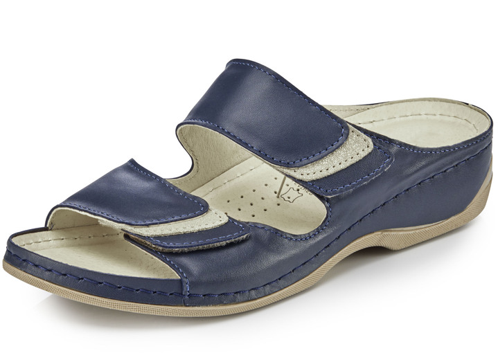 Sandalen & slippers - ELENA EDEN muiltjes met contrasterende inzetstukken, in Größe 036 bis 042, in Farbe MARINE Ansicht 1