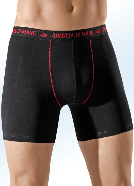 Pants & boxershorts - Set van vier broeken, met elastische band, contrasterende naden, in Größe 004 bis 011, in Farbe 2X ZWART-ROOD, 2X GRIJS-ROOD Ansicht 1