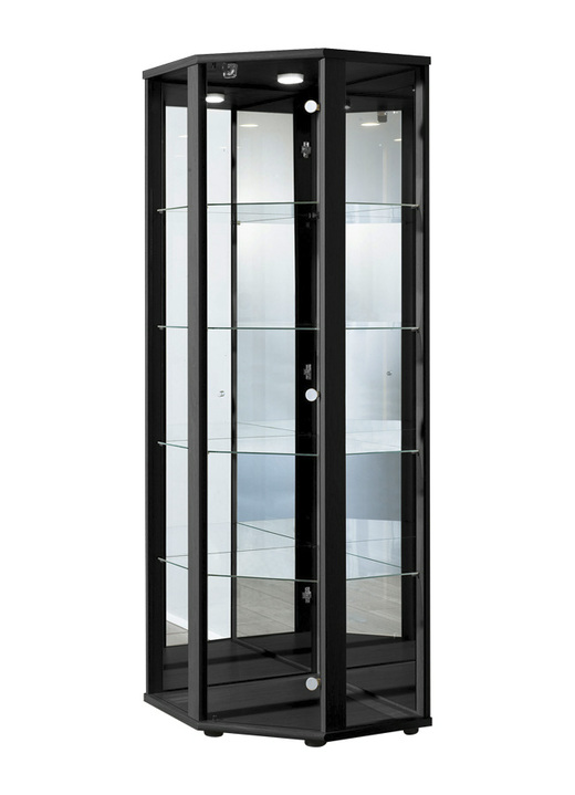 Meubels - Hoekvitrine met LED-verlichting, in Farbe ZWART Ansicht 1