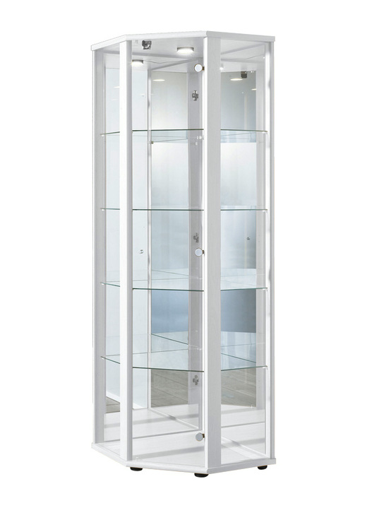 Meubels - Hoekvitrine met LED-verlichting, in Farbe WIT Ansicht 1