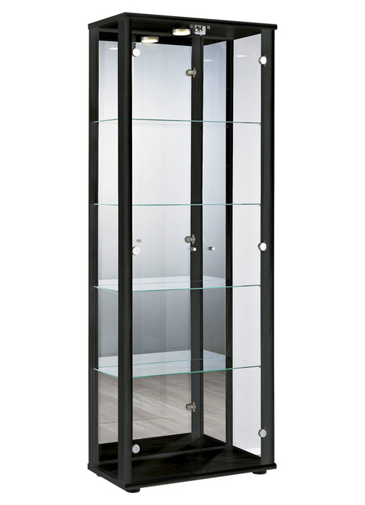 Meubels - Vitrine, 2 deuren, voorzien van LED verlichting, in Farbe ZWART Ansicht 1