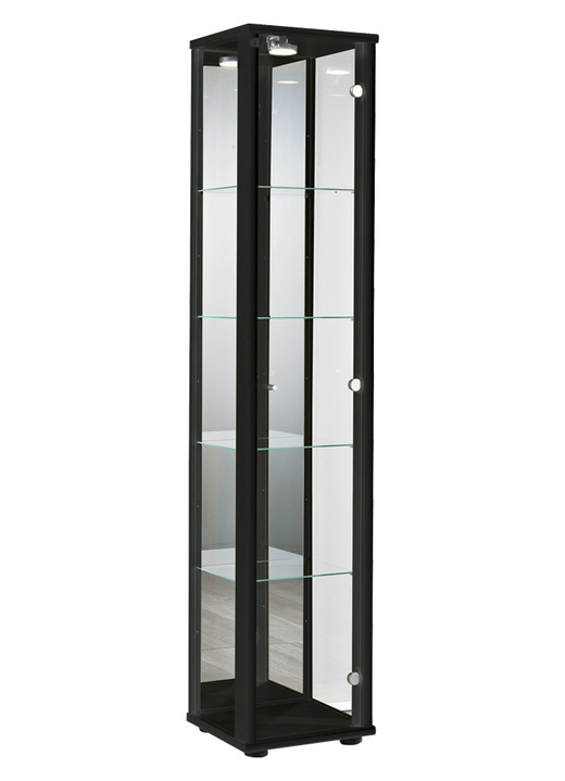 Meubels - Vitrine, 1 deur, voorzien van LED-verlichting, in Farbe ZWART Ansicht 1