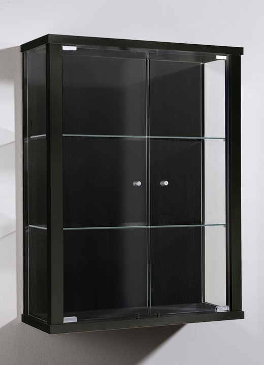 Meubels - Hangende vitrine met ESG-veiligheidsglas, in Farbe ZWART, in Ausführung zonder ledverlichting Ansicht 1