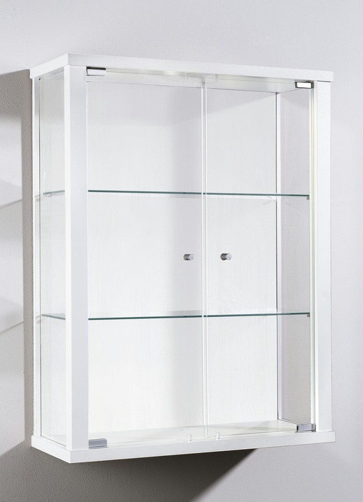 Meubels - Hangende vitrine met ESG-veiligheidsglas, in Farbe WIT, in Ausführung zonder ledverlichting Ansicht 1