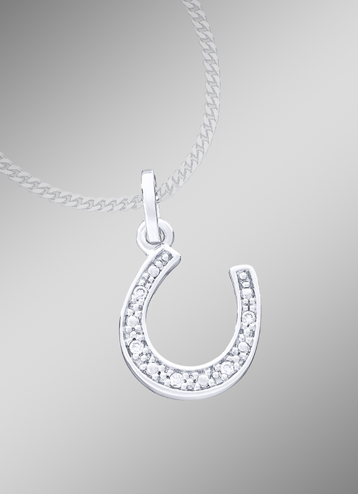 - Hoefijzerhanger met 5 diamanten, in Farbe