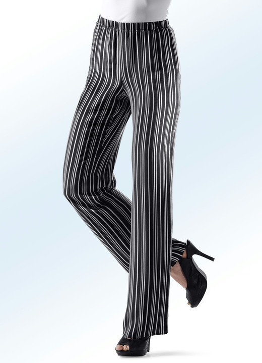 - Broek met trendy streepjesmotief, in Größe 018 bis 054, in Farbe ZWART-LICHTBEIGE Ansicht 1