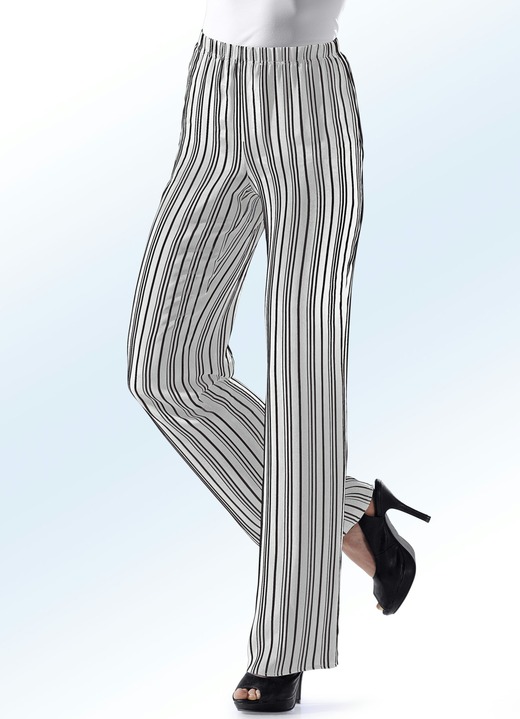 Broeken - Broek met trendy streepjesmotief, in Größe 018 bis 054, in Farbe ECRU-ZWART Ansicht 1