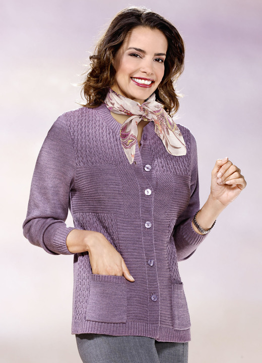 Gebreide jasjes - Vest met structuurmix Gebreide jasjes - Vest met structuurmix, in Größe 038 bis 054, in Farbe MAUVE