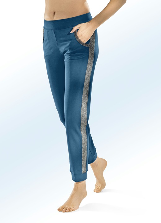 - Broek met contrasterende inzetstukken in 3 kleuren, in Größe 018 bis 054, in Farbe PETROL