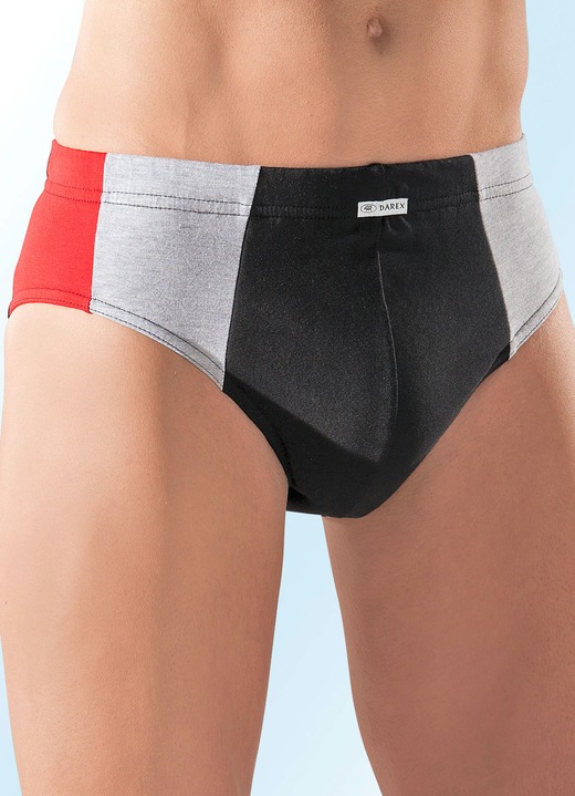 Slips & onderbroeken - Set van meerdere slips van fijne jersey, kleurrijk, in Größe 004 bis 009, in Farbe 3x ZWART-ROOD-GRIJS GEMÊLEERD, 2x ZWART-KONINGSBLAUW-GRIJS GEMÊLEERD, in Ausführung Fünferpack Slips